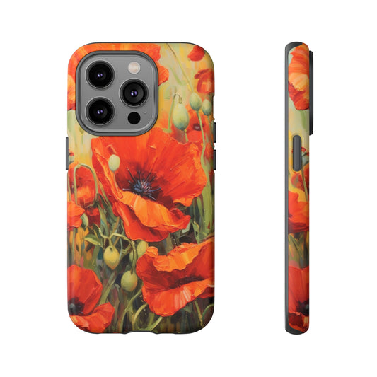 Front View of Poppies Tough iPhone Case