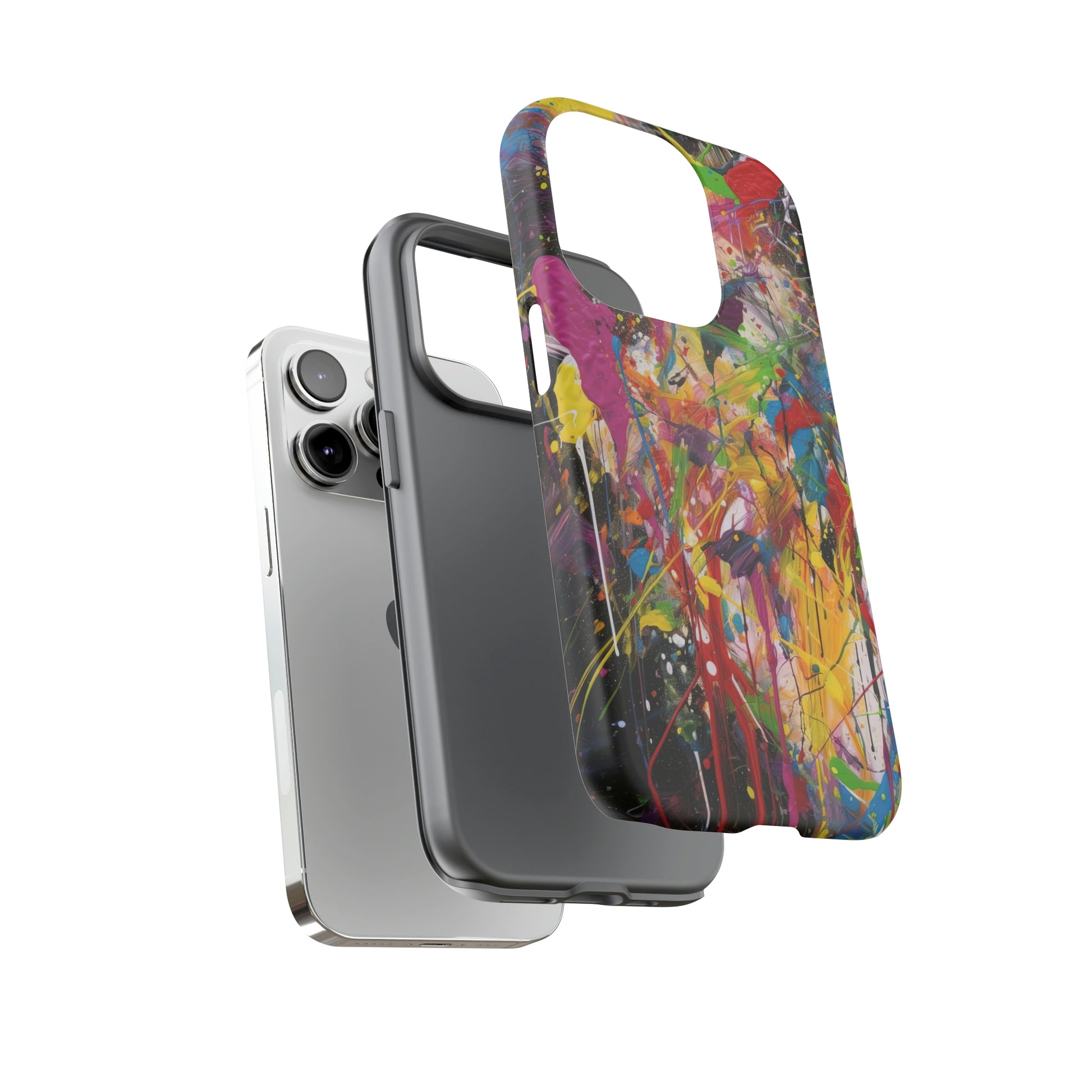 Dual Layer View of Splatter Painting Tough iPhone Case