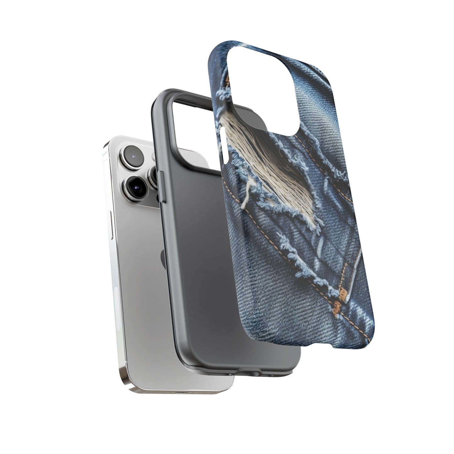 Dual Layer View of Worn Jeans Tough iPhone Case