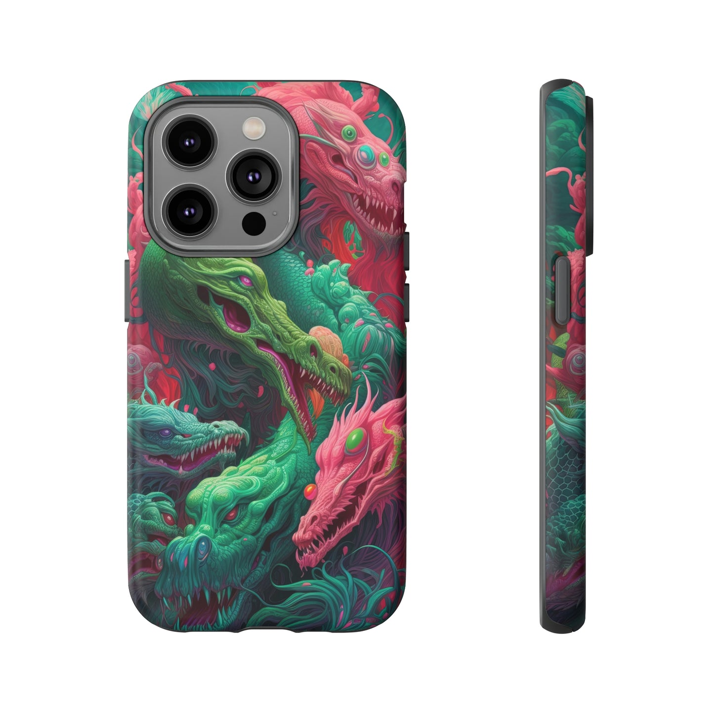 Front View of Trippy Dragons Tough iPhone Case