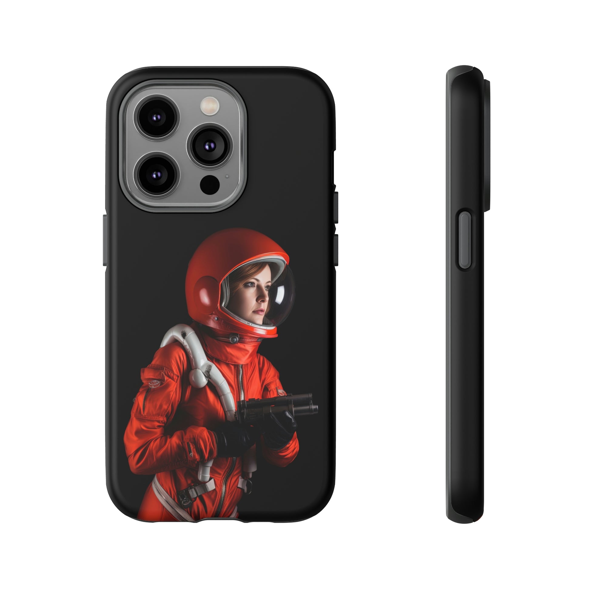 Front View of Retro Female Astronaut Tough iPhone Case