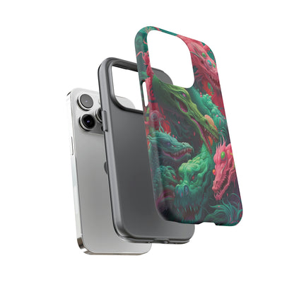 Dual Layer View of Trippy Dragons Tough iPhone Case