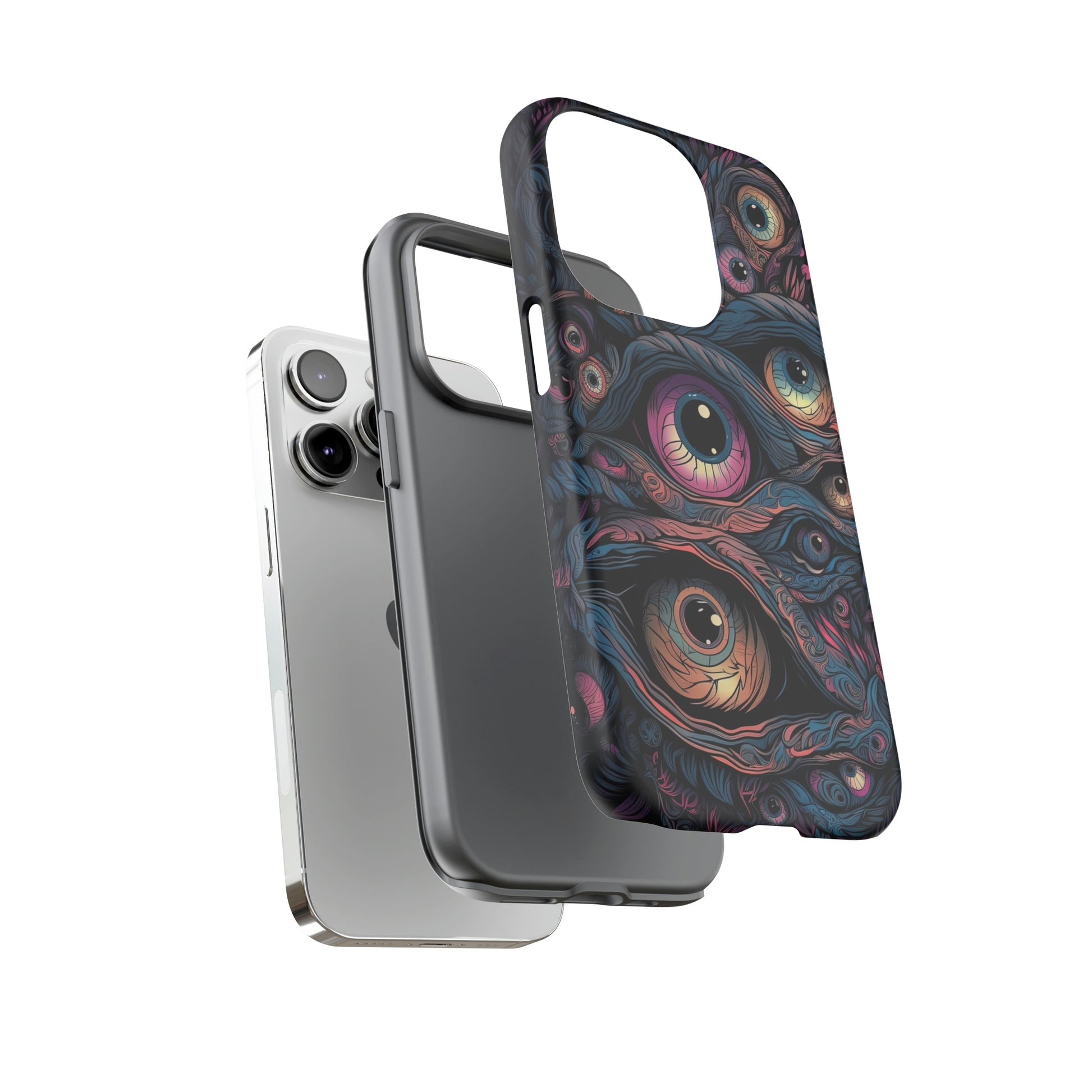 Dual Layer View of Trippy Eyes Tough iPhone Case