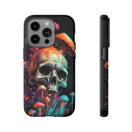 Front View of Trippy Skull Tough iPhone Case