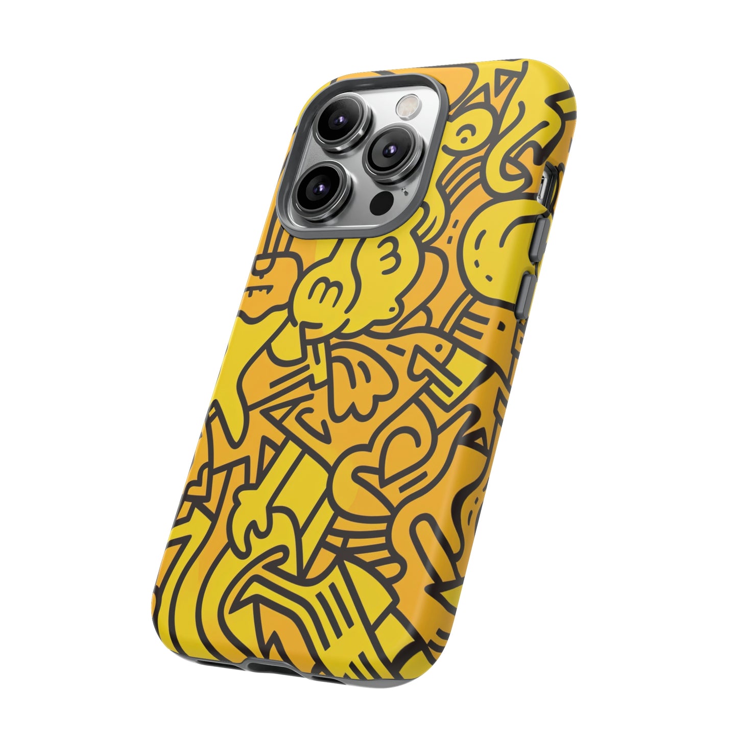 Side View of Yellow Urban Tribal Tough iPhone Case