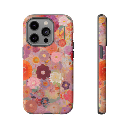 Front View of Blush Flowers Tough iPhone Case