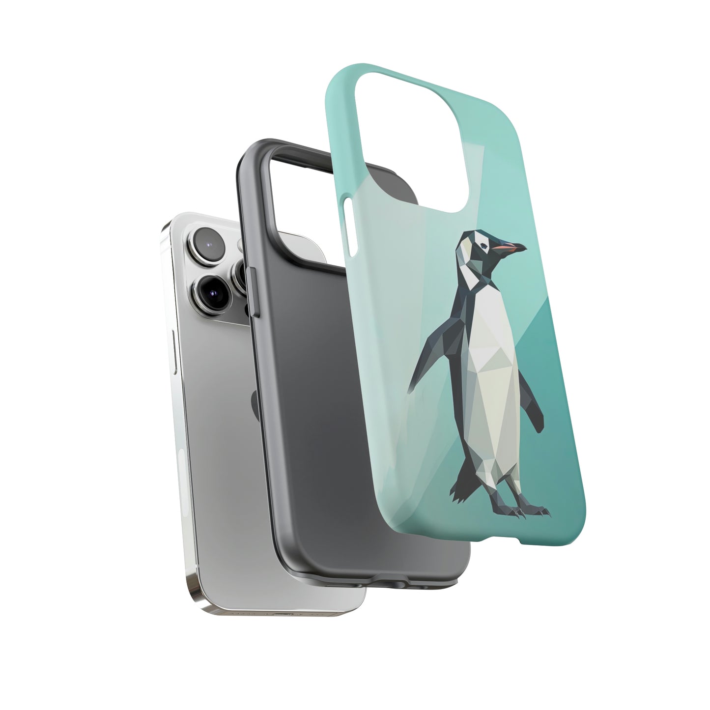 Dual Layer View of Geometric Penguin Tough iPhone Case