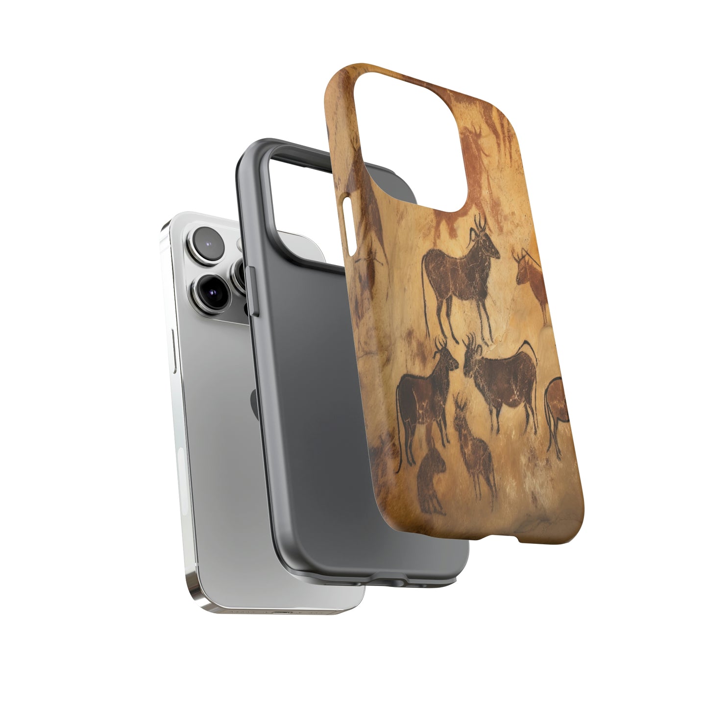 Dual Layer View of Cave Painting Tough iPhone Case