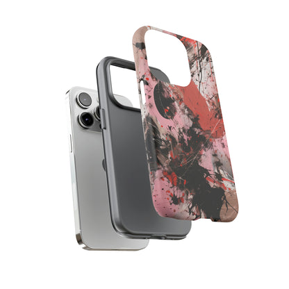 Dual Layer View of Pink and Black Abstract Painting Tough iPhone Case