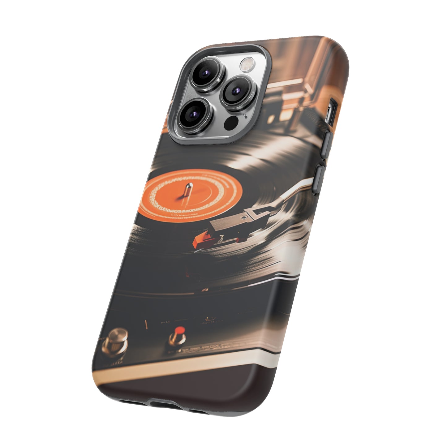 Side View of Record Player Tough iPhone Case