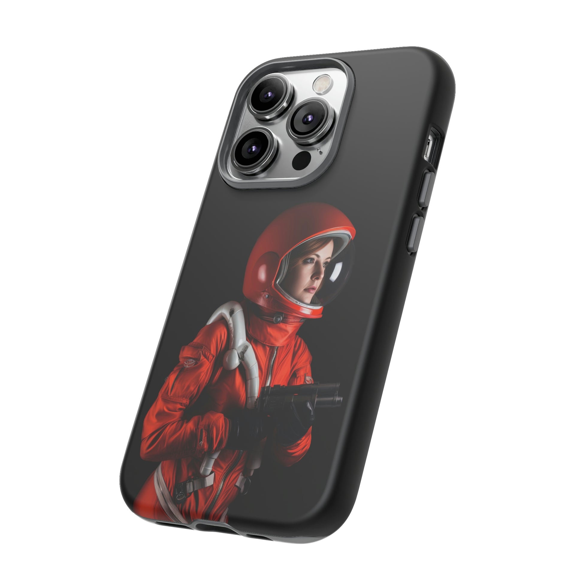 Side View of Retro Female Astronaut Tough iPhone Case