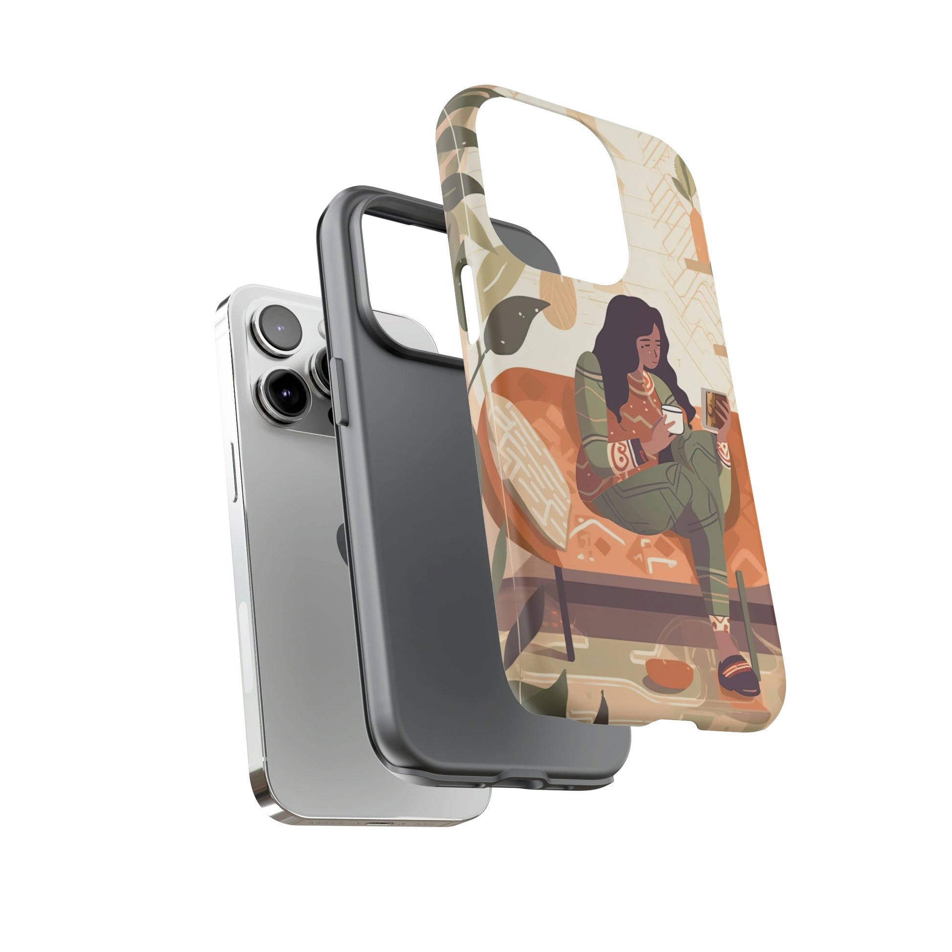 Dual Layer View of Boho Coffee Tough iPhone Case