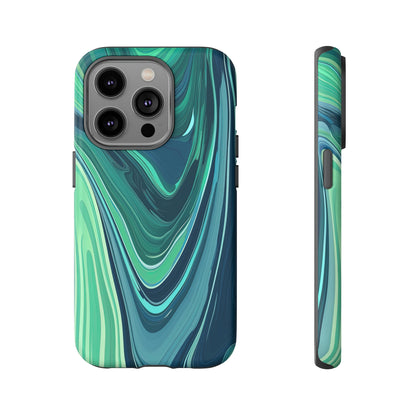 Front View of Blue-Green Marble Tough iPhone Case