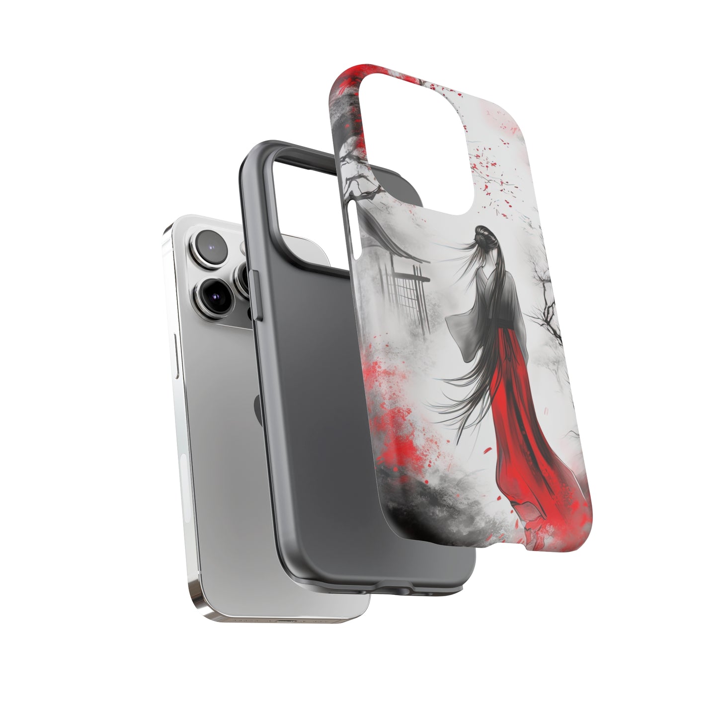 Dual Layer View of Woman in Red Tough iPhone Case