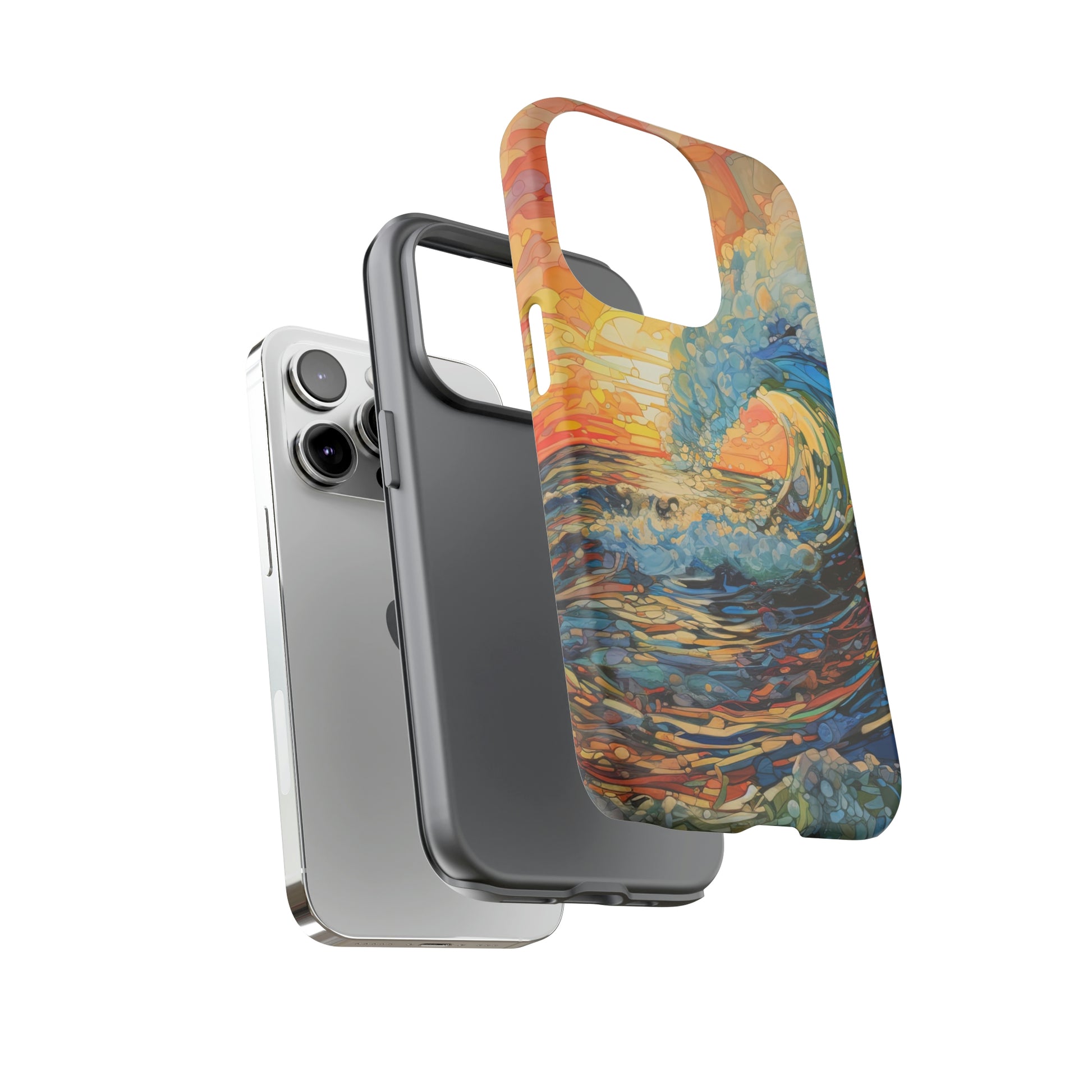 Dual Layer View of Sunset Wave Tough iPhone Case