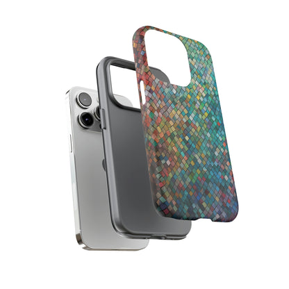 Dual Layer View of Colorful Tiles Tough iPhone Case