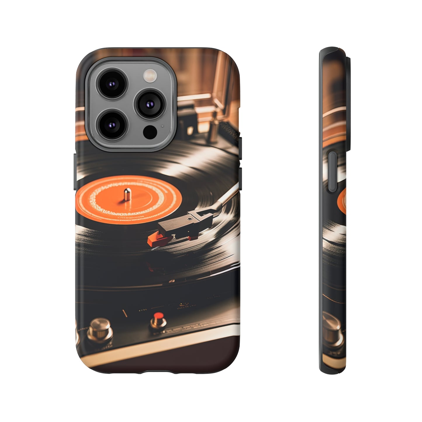 Front View of Record Player Tough iPhone Case