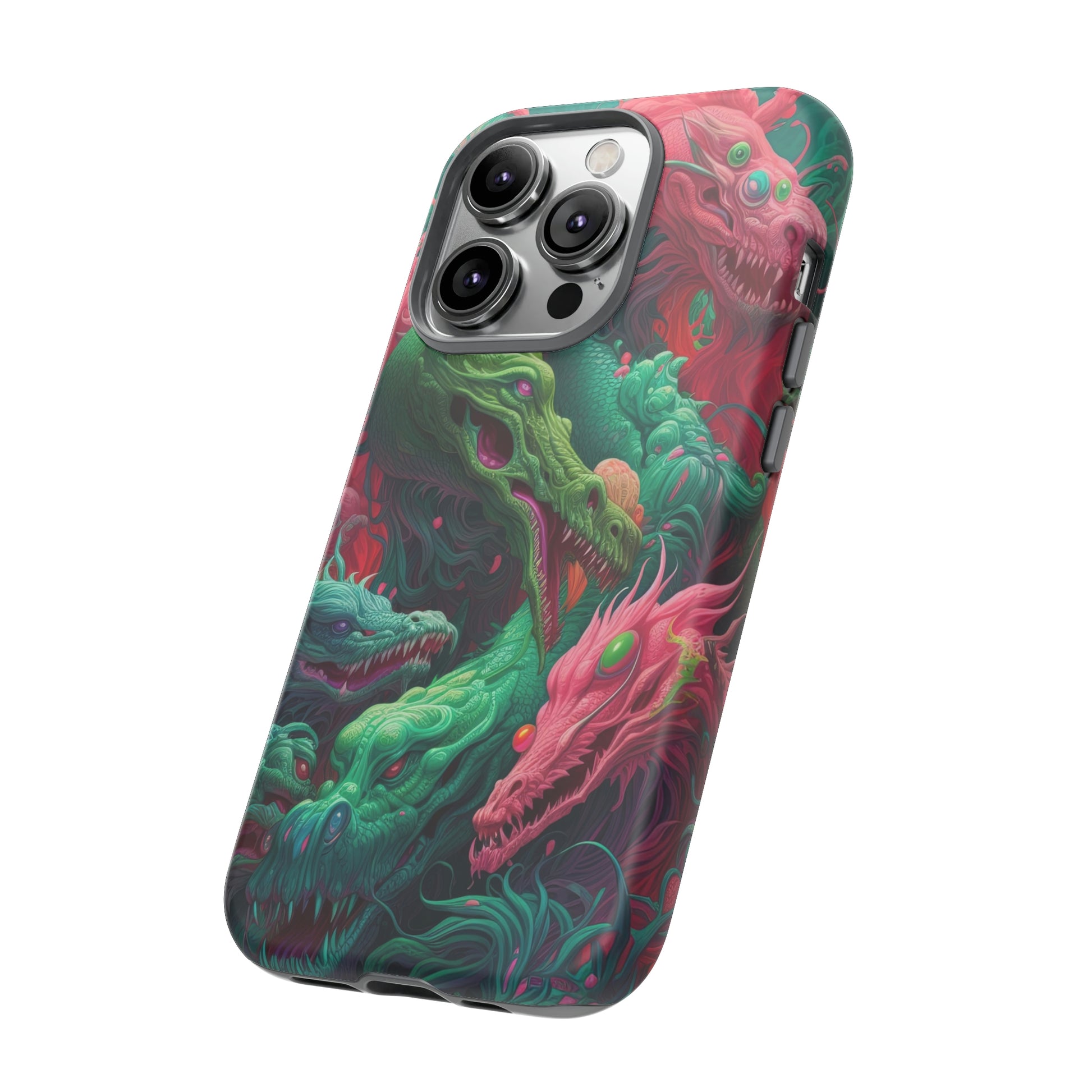 Side View of Trippy Dragons Tough iPhone Case