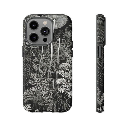 Front View of Black and White Flora Tough iPhone Case